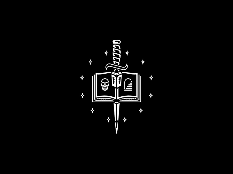 Book occult graphic merchandise skeleton illustration rad band tattoo design merch dooom