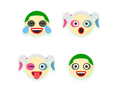 Suicide Squad - Emojis design dribbble emoji emojis flat graphic harleyquinn joker smiley suicidesquad