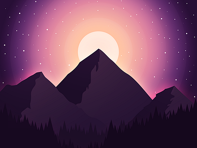 Mountain design dream dribbble gradient graphic illustration inspiration landscape mountain scene sky sunset