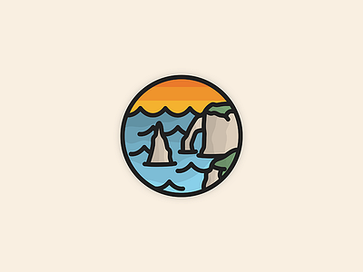 Etretat badge design drawing dribbble etretat france graphic icon illustration landscape line logo