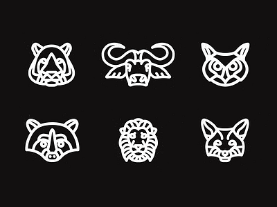 Animals Icon Set animal buffalo dribbble fox icon line lion logo minimal minimalism owl tiger
