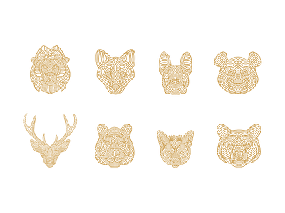 Animals Icon Set animal deer dog dribbble fox icon line lion logo minimal minimalism tiger