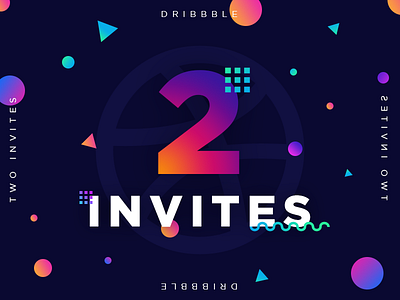 2 Invitations - Giveaway abstract colorful debut design draft dribbble giveaway gradient invitation invite invites poster