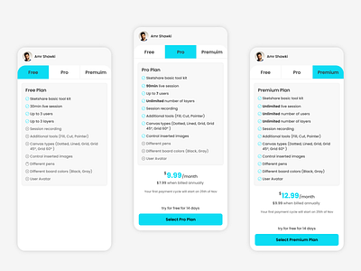 Sketchare Sketching app - Plans design mobile packages plans subscribe ux uxdesign