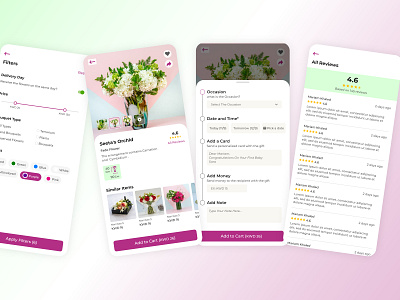 Tam Flowers & gifts Delivery - Product Screen branding design filters flowers gifts mobile product reviews ui ux uxdesign