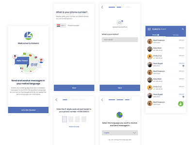 Kalami - Auto translated chatting app branding chat design illustration mobile texting ui ux uxdesign vector