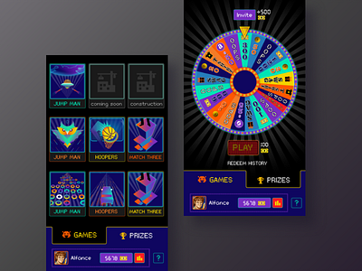 Arcade Game - Main screen and Fortune of Wheel