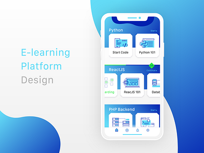 E-learning Platform design app blue challenge code coding education eilearning gradient ios learning