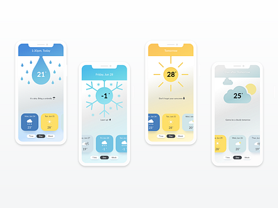 Minimalistic Weather app design app temperature. weather
