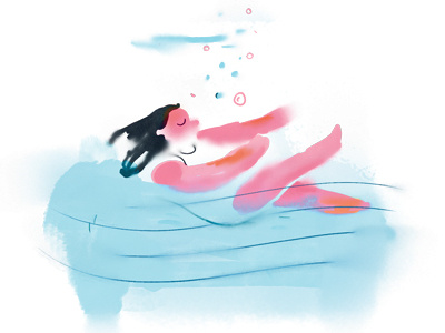 Sinking blue illustration pink watercolour
