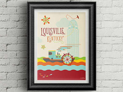 Louisville Poster belle boat city kentucky louisville steamboat