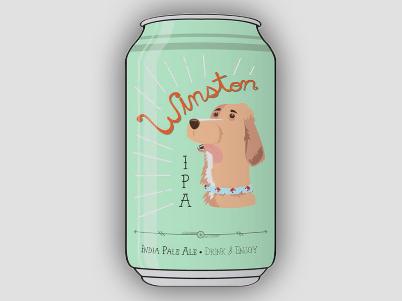 Winston IPA can winston canine ipa beer dog retriever golden retriever