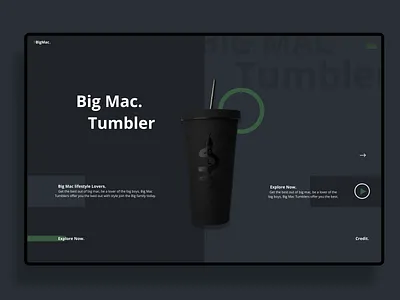 BigMac Tumbler landing page tunbler ui web design