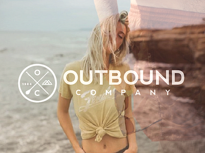 Outbound Company adventure brand clothing company logo one color outdoor retail style surfer transparent trendy white