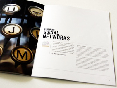 Delve Magazine Layout article key networking shot social spread text typography