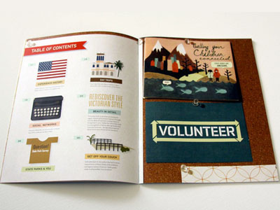 Table of Contents & Visual Collage collage delve illustration magazine photography print spread typography vector