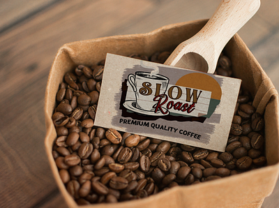 Slow Roast Card mockup brand development branded products branding business business card business card design coffee design illustration logo
