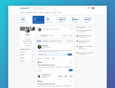 JobSwap Dashboard Design admin panel dashboard graphic design hr hr profile job listing landing page linkedin social media ui ui design uiux ux ux design web design website design