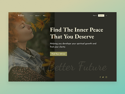 Spiritual Meditation Landing Page advisors design graphic design green hero section landing page meditation natural nature ui ui design ux ux design web design website design