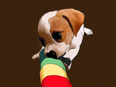 Pudding Painting dog illustration
