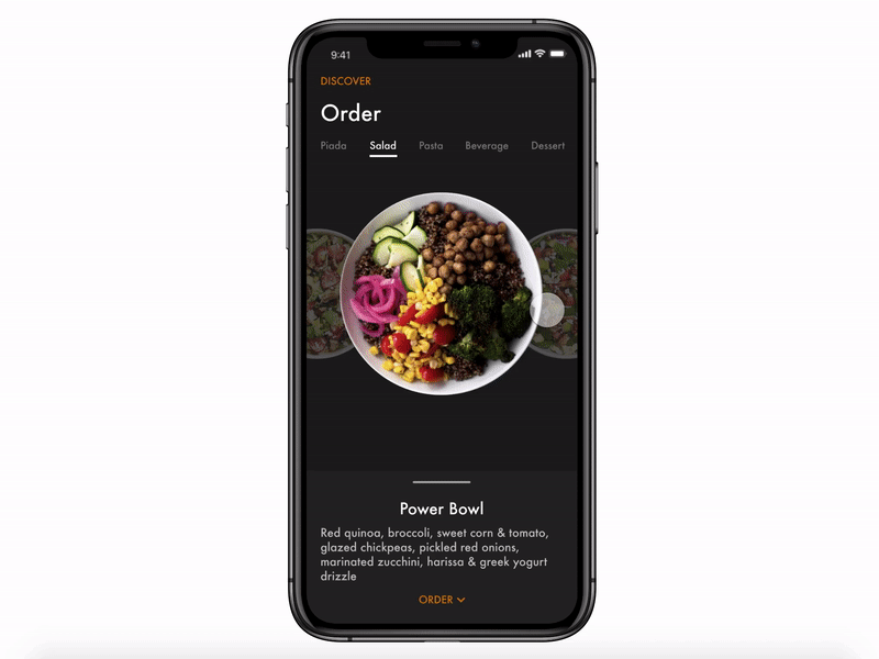 Order Salad animation app design interaction invision motion graphic order restaurant ux ui
