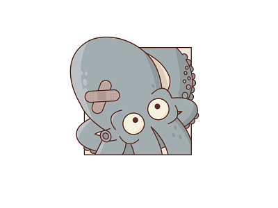 Octopus character design icon illustration vector