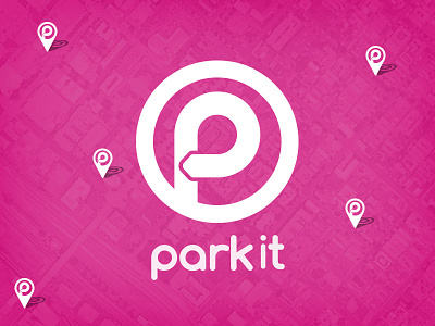 Parkit Logo app branding icon location location icon logo logo design parking pink transportation