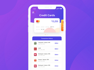 Credit Card App bank credit card mobile money transaction ui wallet