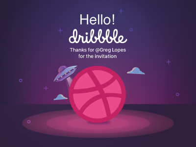 Hello Dribbble debut design first hello shot ufo