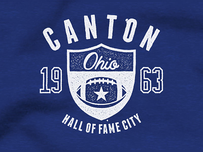 Football Hall of Fame 1963 canton distressed football ohio printing screen print sports stamp t-shirt texture vintage