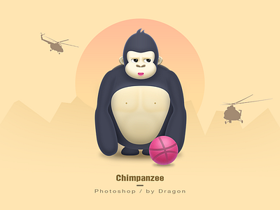 Chimpanzee art illustration ui photoshop