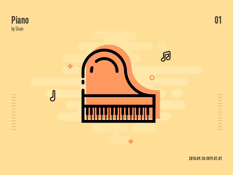 Piano illustration music photoshop ui