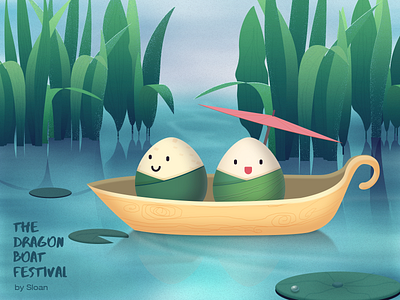 The Dragon Boat Festival 端午节 art illustration the dragon boat festival 插画 端午节