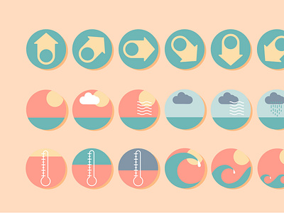 Surf & Swell Conditions Icons design graphic design iconography illustration illustrator ui vector