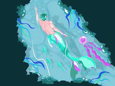 Mermaid illustration ocean sea