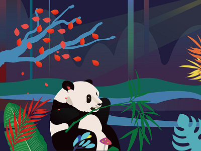 熊猫 扁平插画