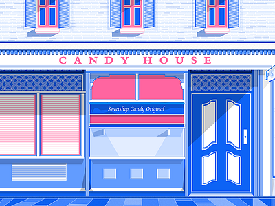 Candy House blue candy house illustration pink