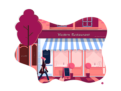 Western Restaurant angle autumn house illustration restaurant sale visual