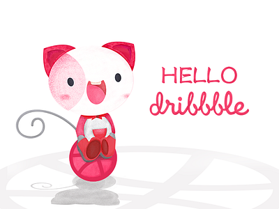🌺Hello, Dribbble!🌺 ball cat dribbble hello pink the
