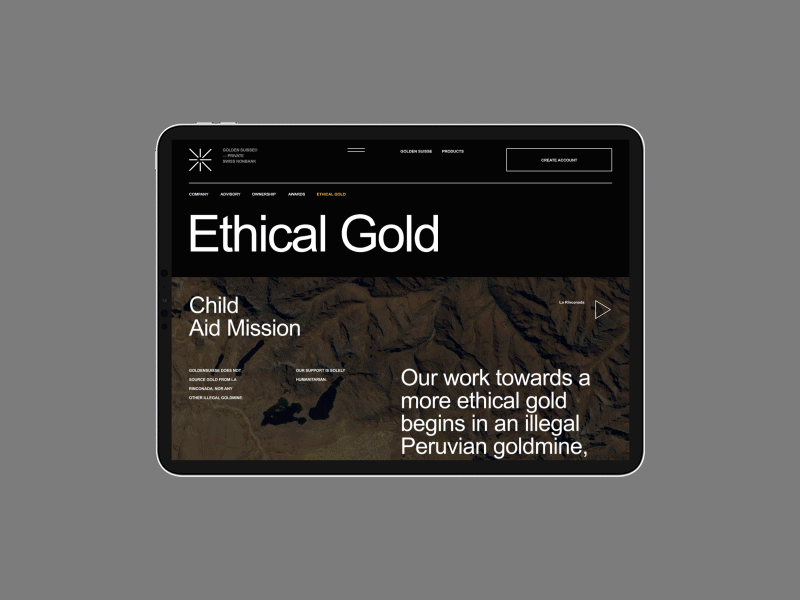 Golden Suisse animation desktop minimal motion principle promo ui ux web website