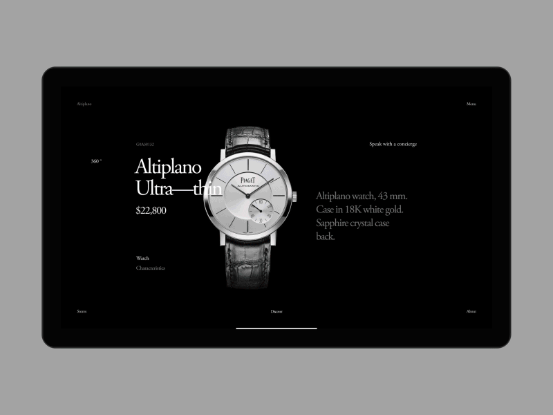 Piaget desktop fullscreen minimal motion principle promo ui ux web website