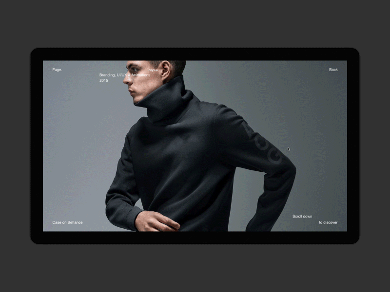 Fuge. desktop fullscreen minimal motion portfolio ui ux web website
