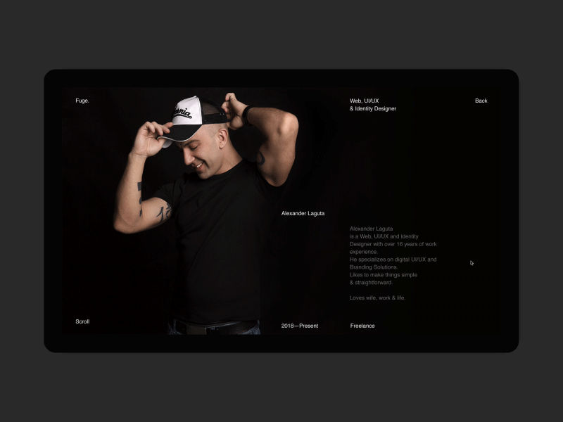 Fuge. desktop fullscreen minimal motion portfolio ui ux web website