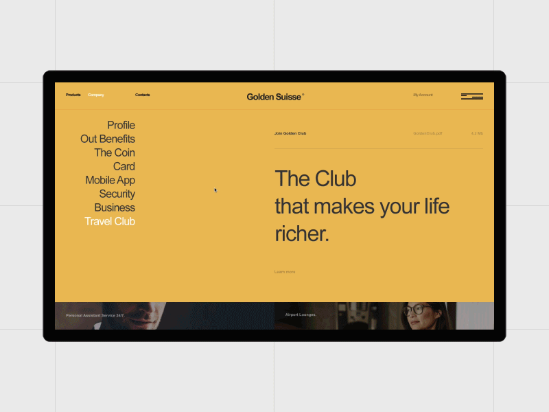 Golden Suisse animation desktop minimal motion principle typography ui ux web website