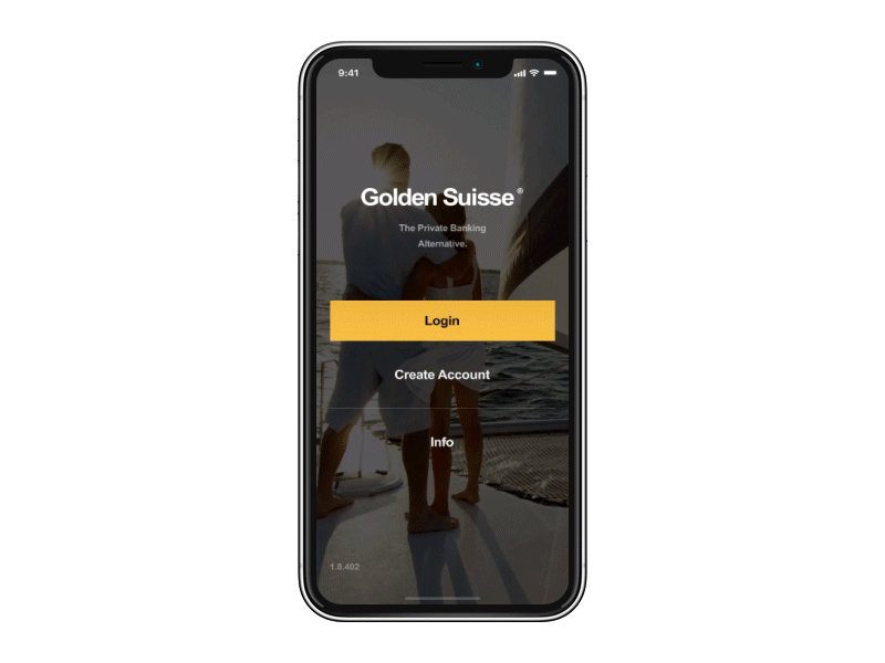 Golden Suisse App animation banking iphone minimal mobile mobile app motion principle ui ux