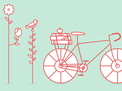 Springtime Illustrations apple bike books education flowers illustration line illustrations mint school simple spring