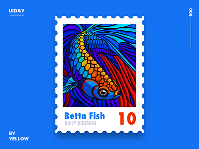 Betta fish stamp illustration photoshop 插图 邮票