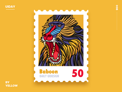 Baboon stamp illustration photoshop 插图 邮票