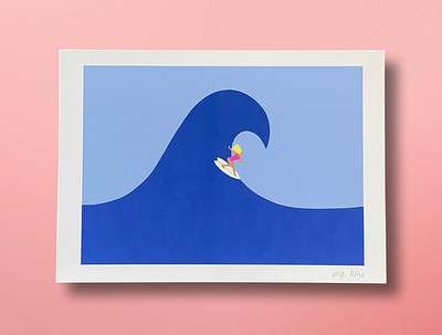 Illustration « La vague » illustration print surf surfer wave