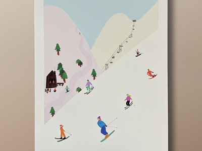 Illustration « Le ski » illustration mountains print ski